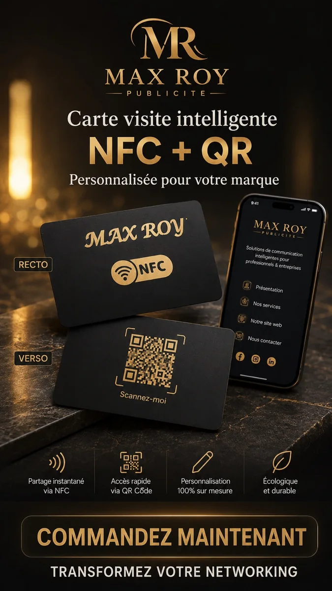 Carte NFC professionnelle avec QR code