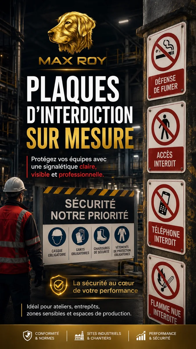 Plaques de signalétique industrielle personnalisées
