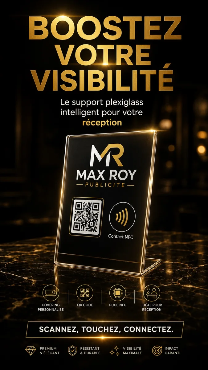 Support plexiglass pour communication commerciale